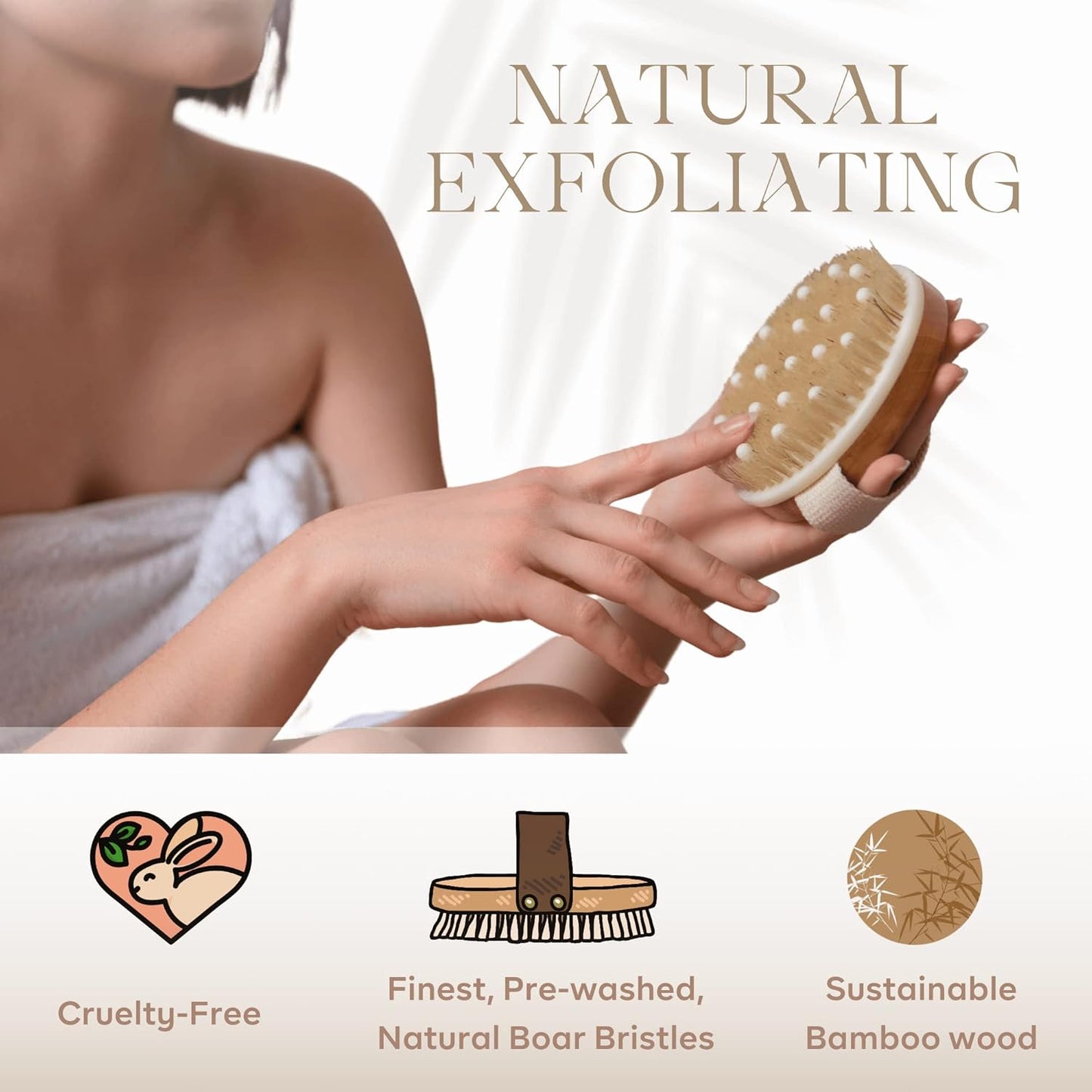 Dry Brushing Body Brush for Cellulite & Lymphatic Drainage – Best Exfoliating Brush for Dry Skin with Natural Boar Bristles – Organic Spa Massage & Skin Scrubber