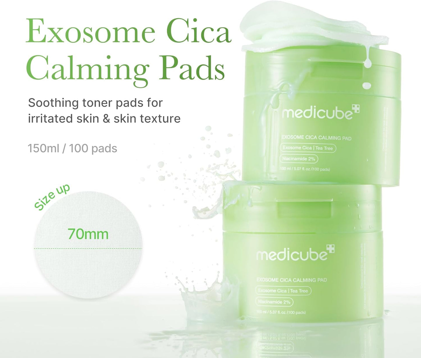 Exosome CICA Tea Tree Calming Toner Pads for Sensitive Skin with Centella Asiatica - Reduces Redness & Breakouts, Low-Irritating & Hydrating Daily Care, Korean Vegan Skincare (100 Pads)