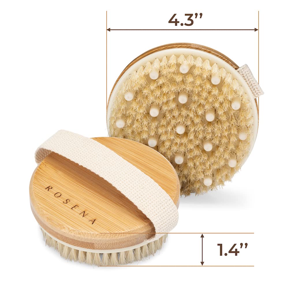 Dry Brushing Body Brush for Cellulite & Lymphatic Drainage – Best Exfoliating Brush for Dry Skin with Natural Boar Bristles – Organic Spa Massage & Skin Scrubber