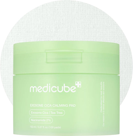 Exosome CICA Tea Tree Calming Toner Pads for Sensitive Skin with Centella Asiatica - Reduces Redness & Breakouts, Low-Irritating & Hydrating Daily Care, Korean Vegan Skincare (100 Pads)